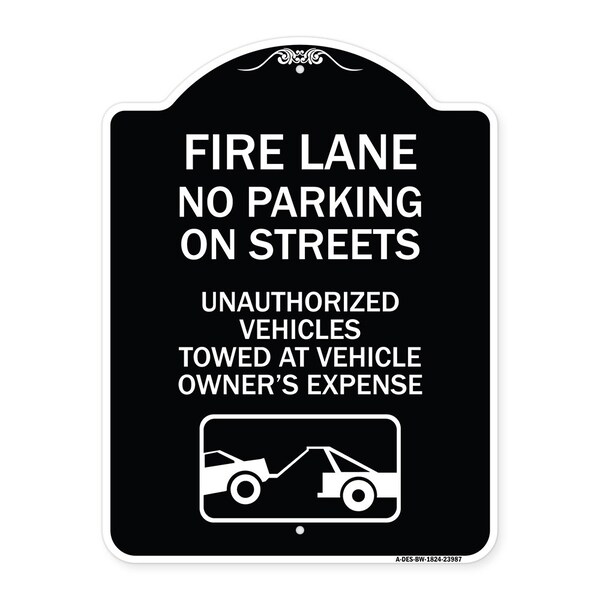Fire Lanes No Parking on Streets Unauthorized Vehicles Towed at Owner Expense, A-DES-BW-1824-23987